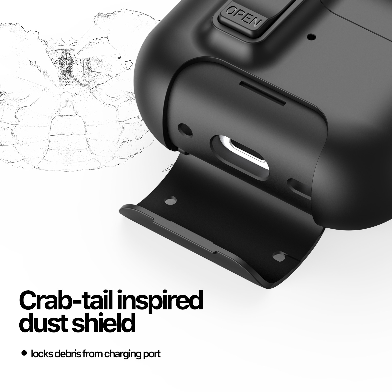 Apple AirPods Pro 3 Skal med karbinhake och ställfunktion, Svart