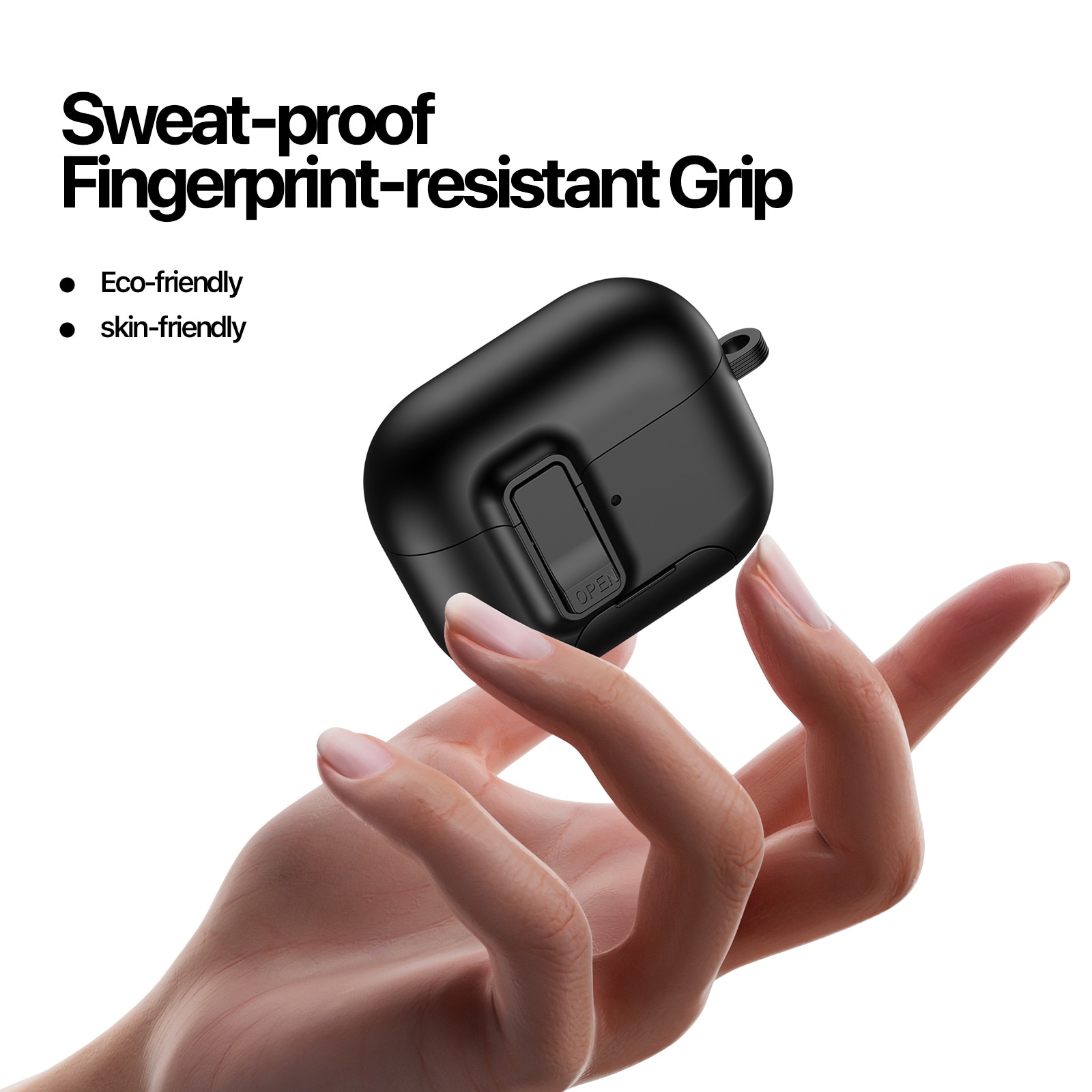 Apple AirPods Pro 3 Skal med karbinhake och ställfunktion, Svart