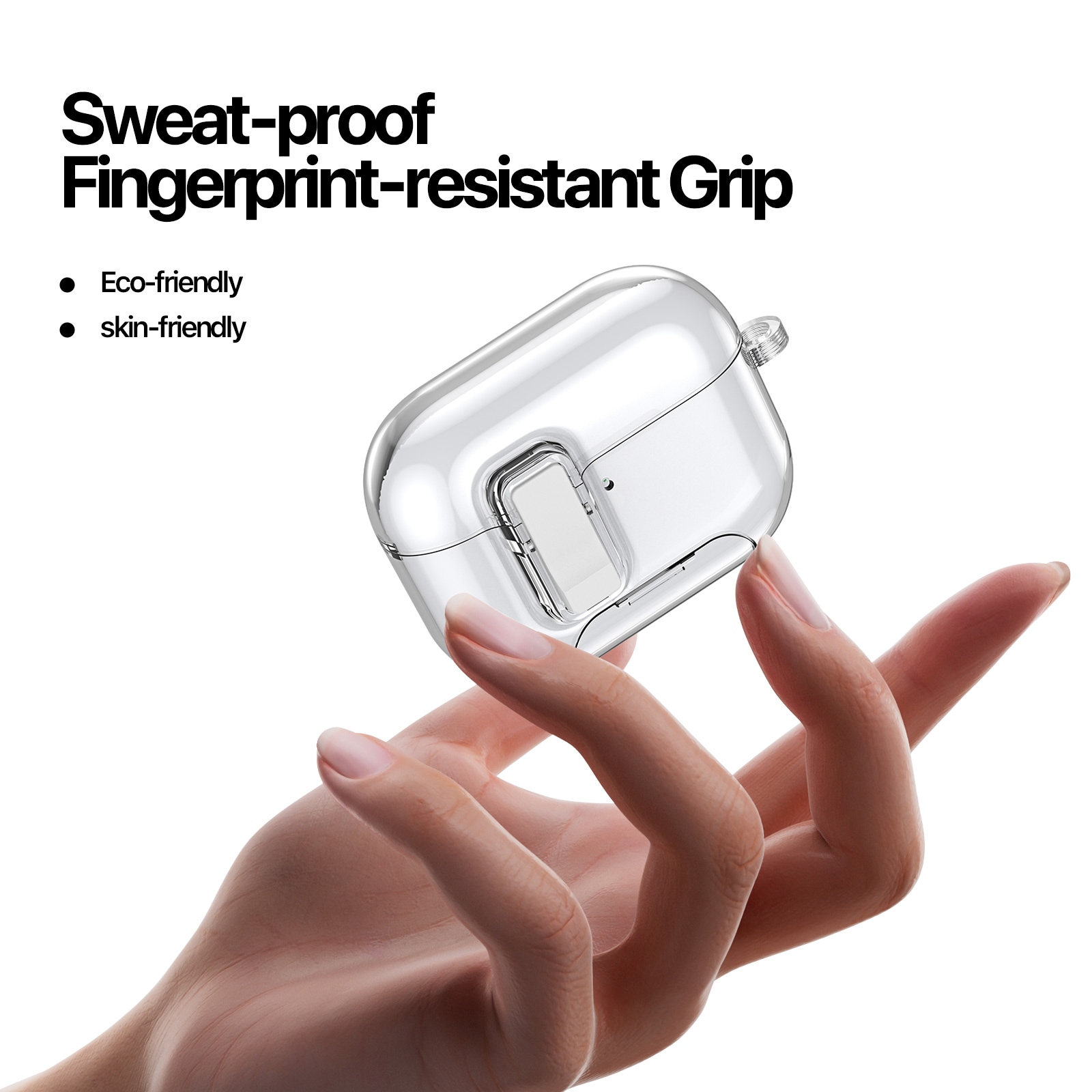 Apple AirPods Pro 3 Skal med karbinhake och ställfunktion, Genomskinlig