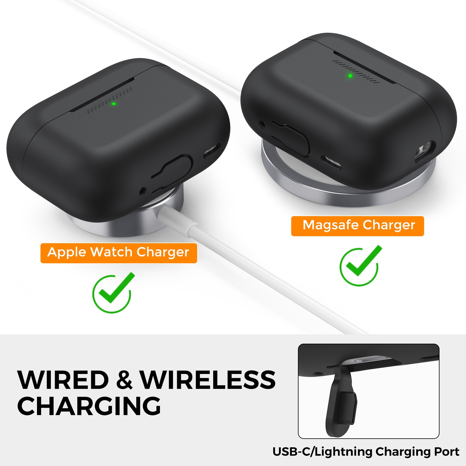 Apple AirPods Pro 3 Extra tåligt silikonskal med handstrap, Svart