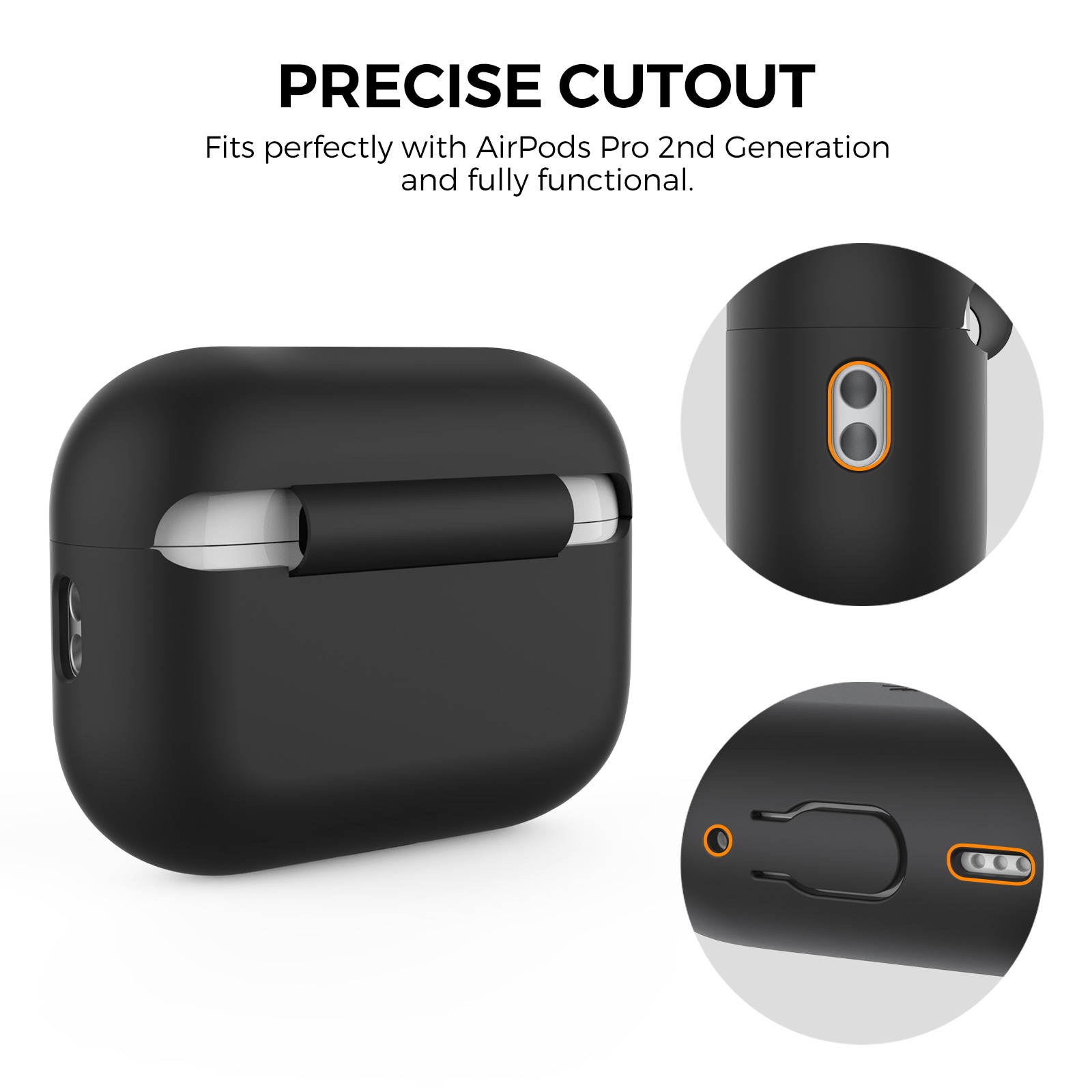 Apple AirPods Pro 3 Extra tåligt silikonskal med handstrap, Svart