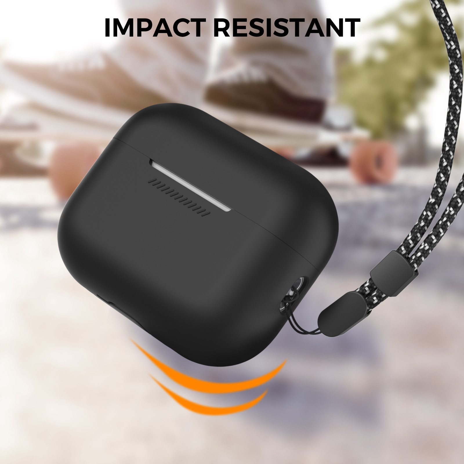 Apple AirPods Pro 3 Extra tåligt silikonskal med handstrap, Svart