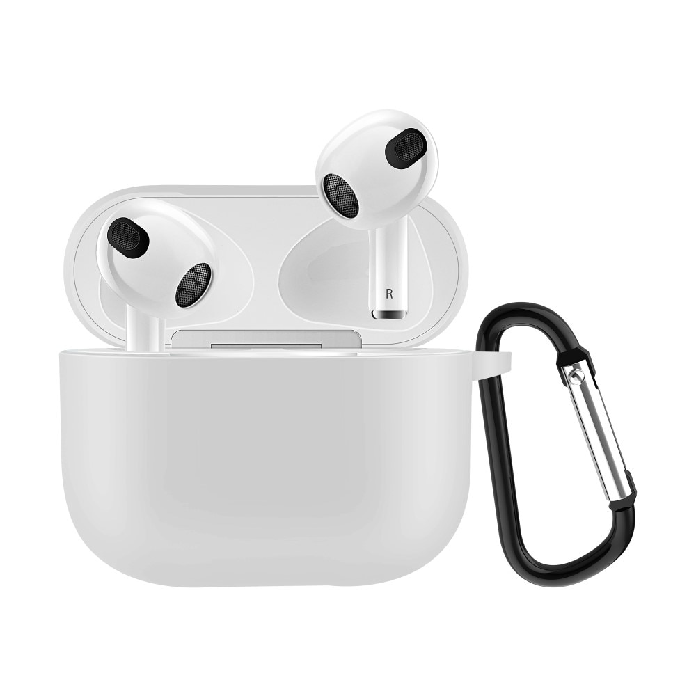 Apple AirPods 3 Silikonskal + karbinhake, vit