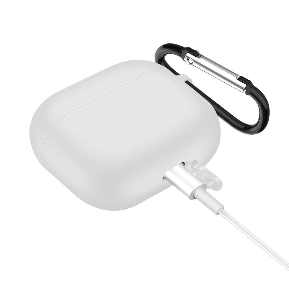 Apple AirPods 3 Silikonskal + karbinhake, vit