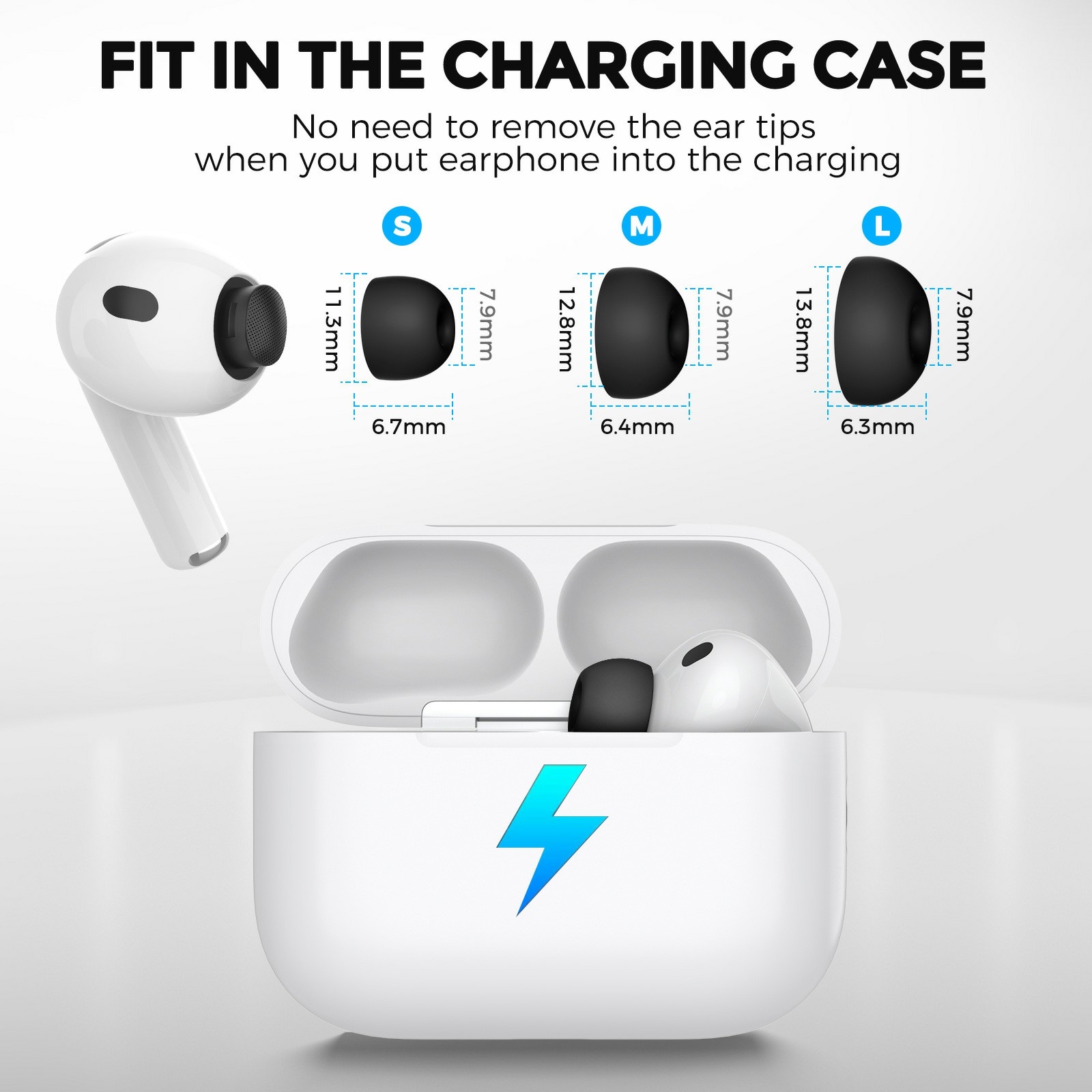 Apple AirPods Pro 3 Ear Tips - strl M, Svart