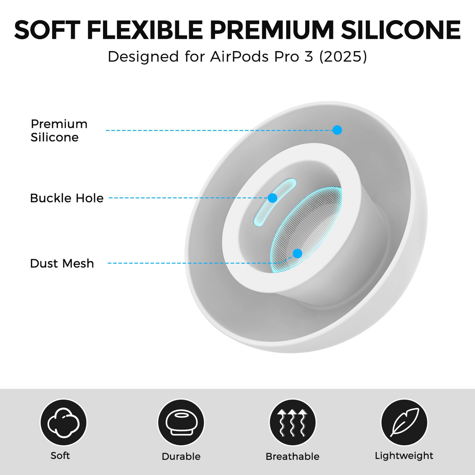 Apple AirPods Pro 3 3-pack Silikon Ear Tips, Vit