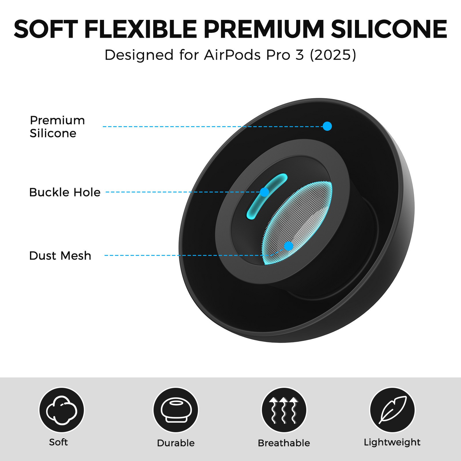 Apple AirPods Pro 3 3-pack Silikon Ear Tips, Svart