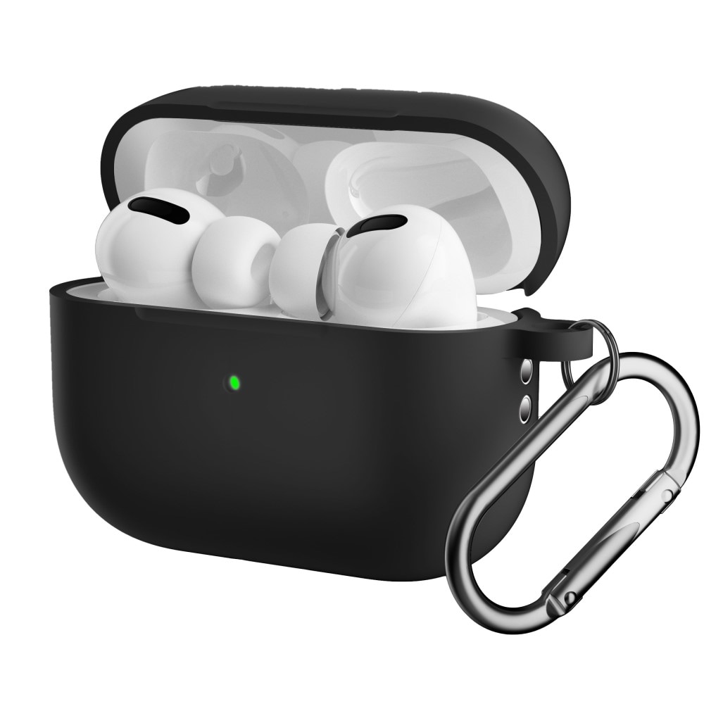 AirPods Pro 2 Silikonskal + karbinhake, svart