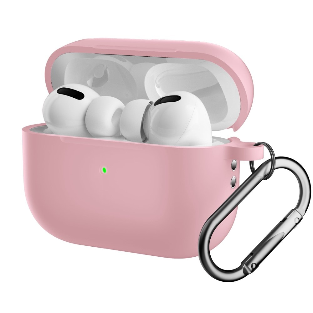 AirPods Pro 2 Silikonskal + karbinhake, rosa