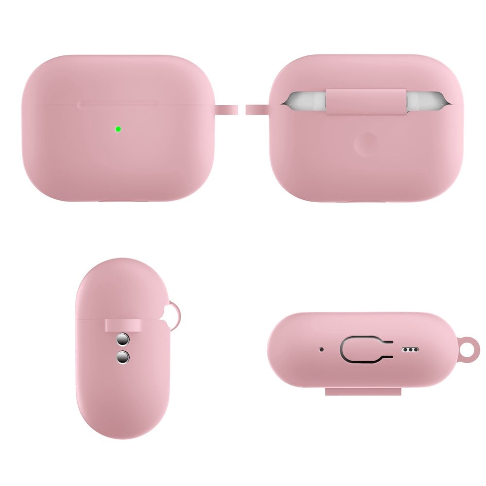 AirPods Pro 2 Silikonskal + karbinhake, rosa