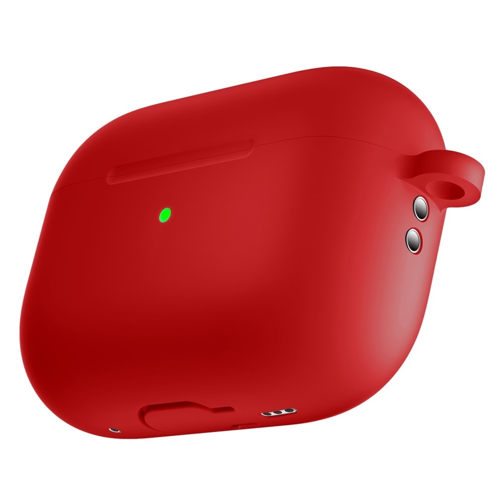 AirPods Pro 2 Silikonskal + karbinhake, röd