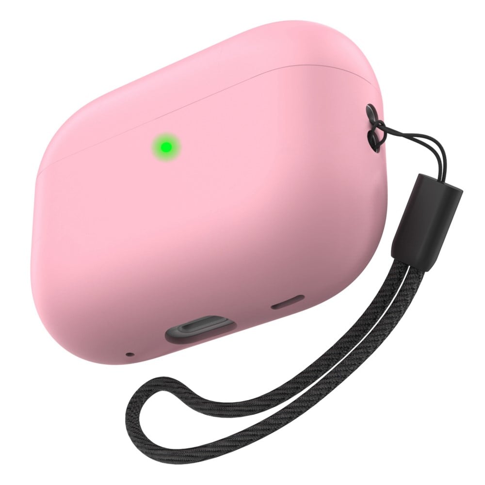 AirPods Pro 2 Silikonskal med handstrap, rosa