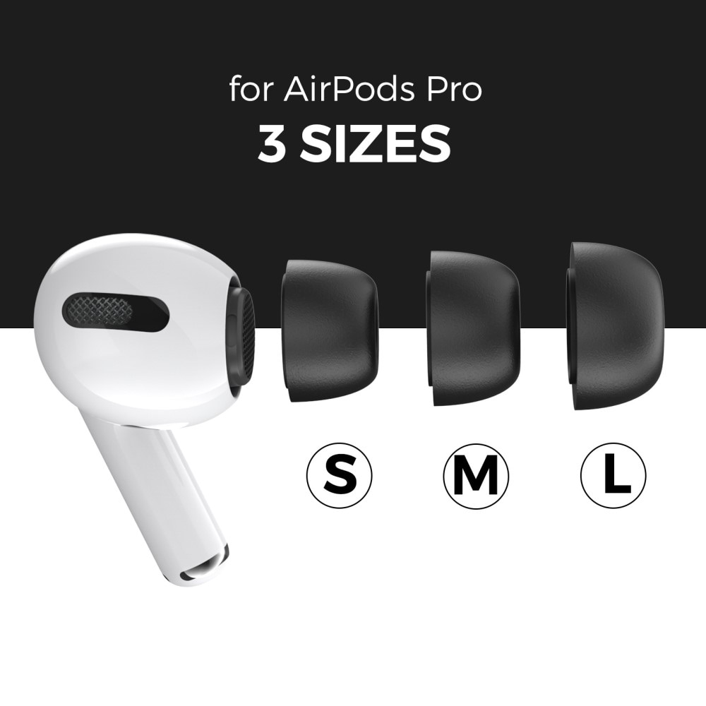 AirPods Pro 2 3-pack Ear Tips i memory foam - strl S/M/L, svart