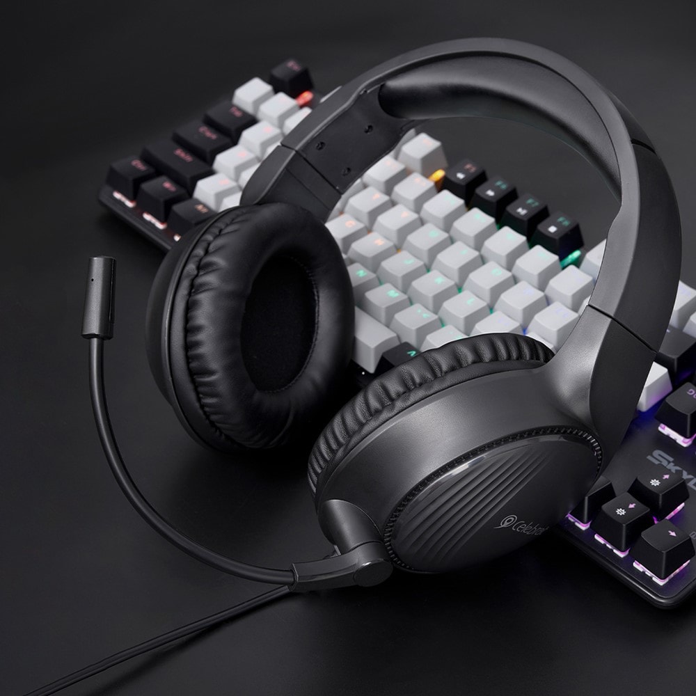 Gaming Headset hörlurar med mikrofon, Svart