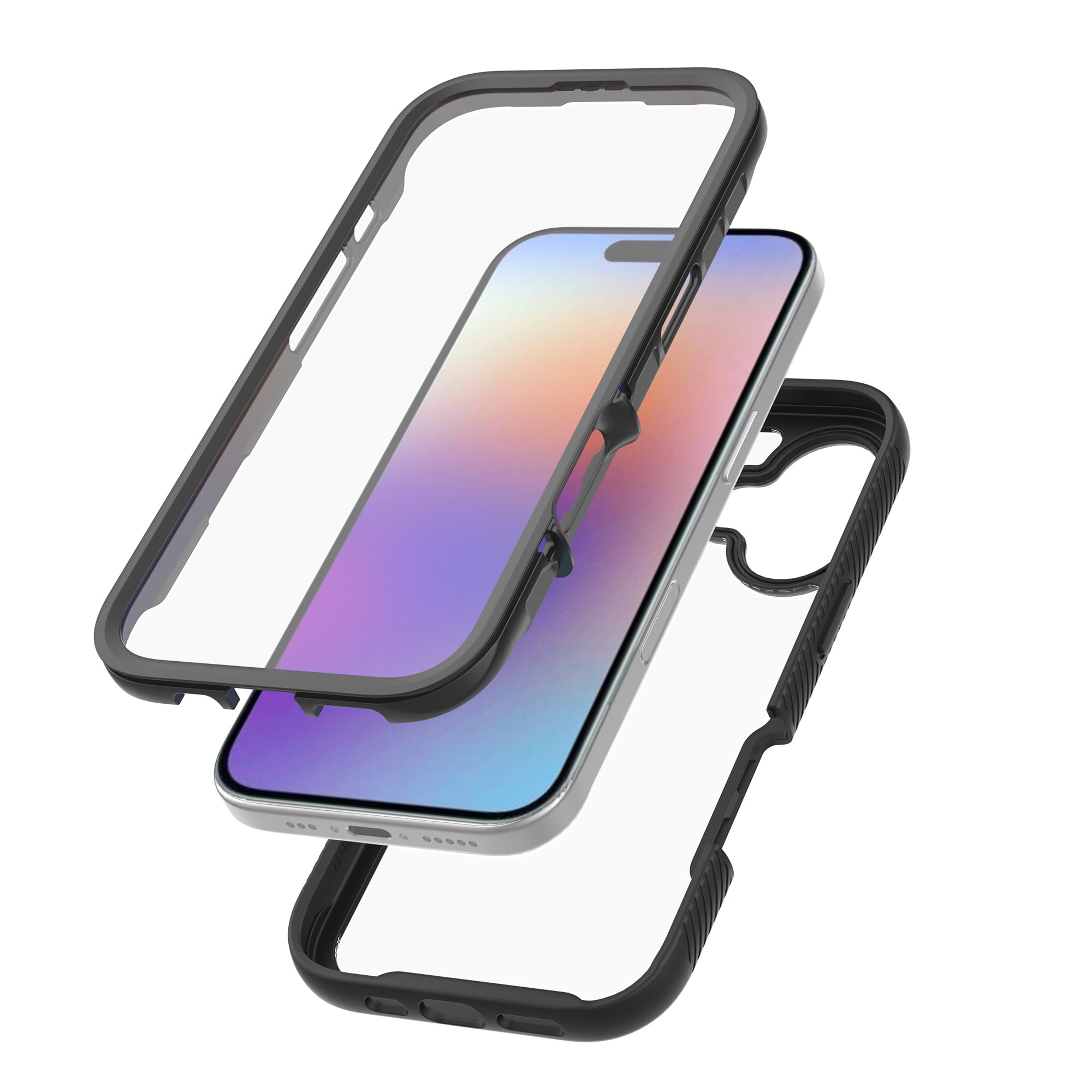 iPhone 17 Mobilskal Full Protection, Svart/transparent