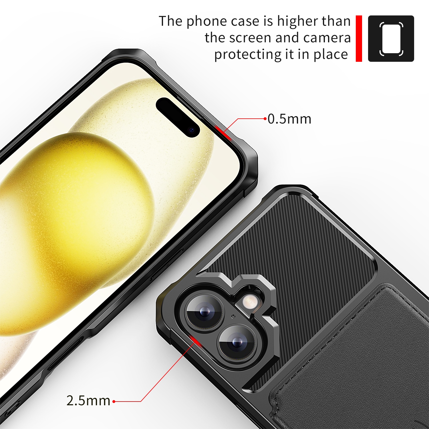iPhone 17 Stöttåligt Mobilskal med Plånbok, Svart