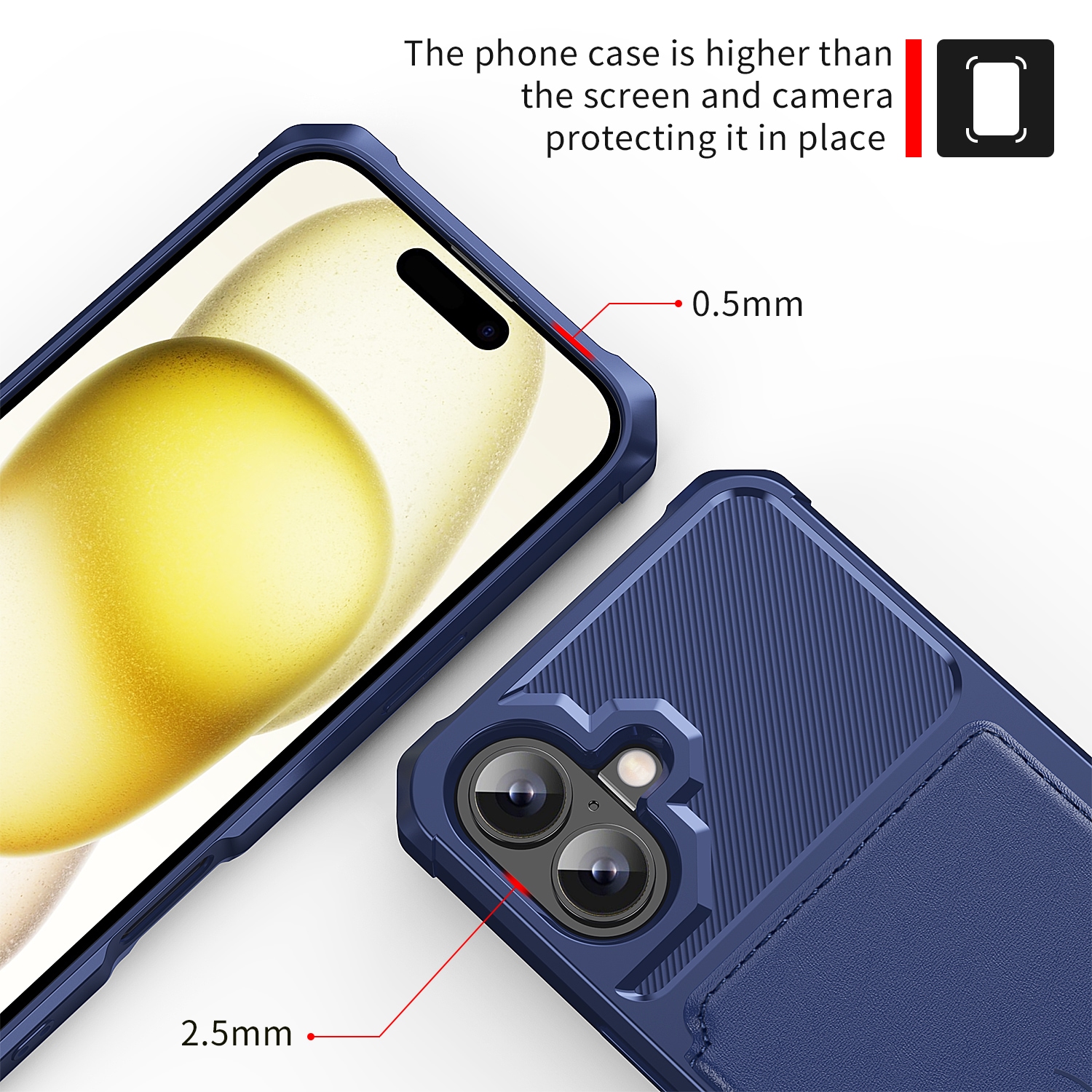 iPhone 17 Stöttåligt Mobilskal med Plånbok, Blå