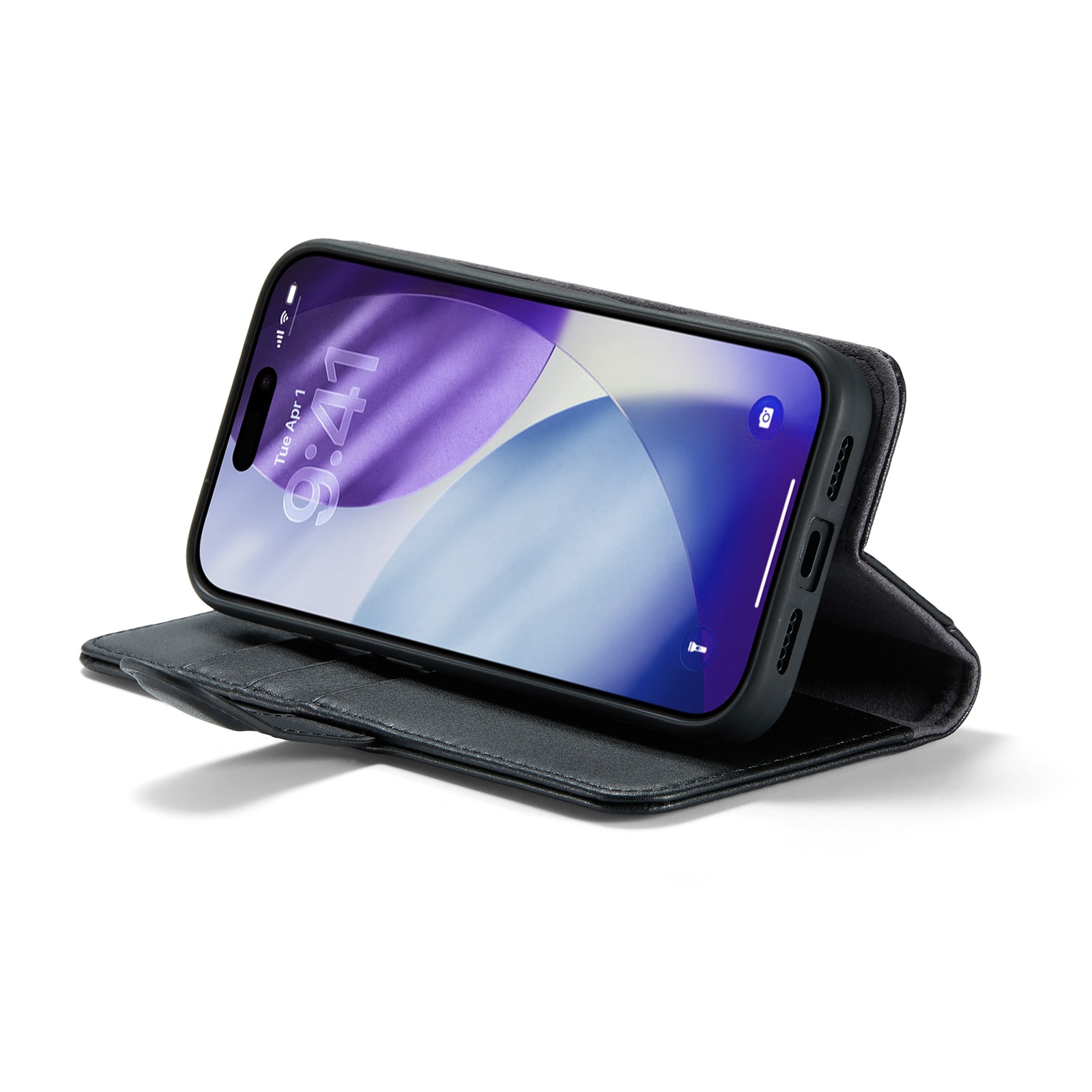 iPhone 17 Pro Max Plånboksfodral i Äkta Läder, Svart
