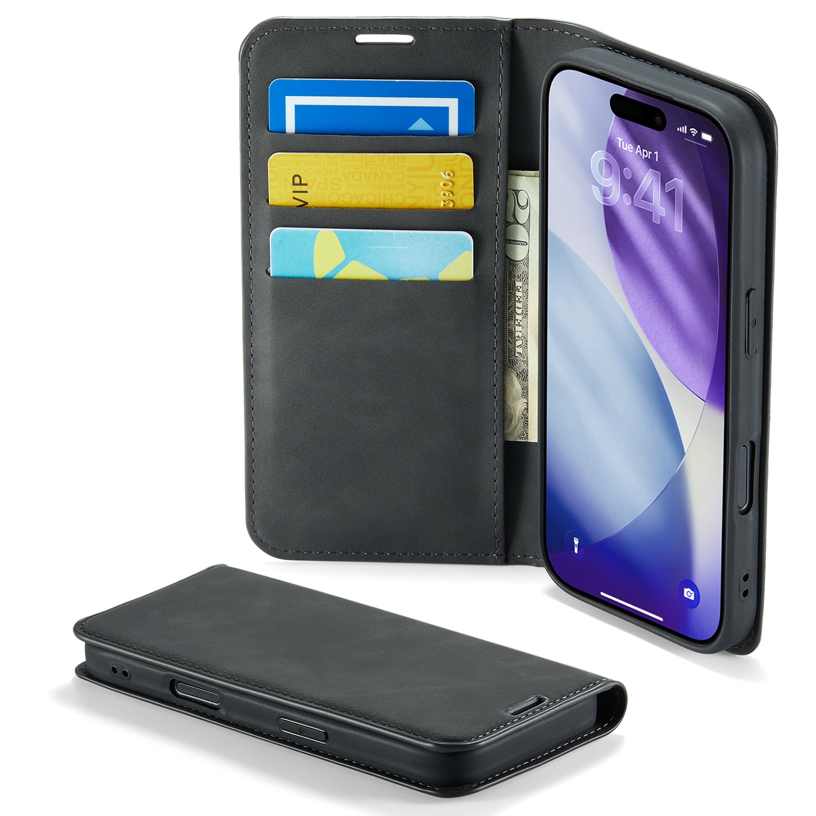 iPhone 17 Pro Max Slimmat fodral med kortfack, Svart