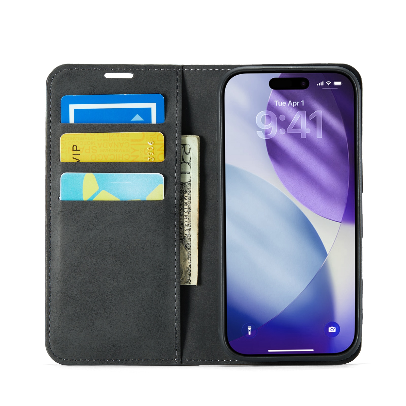 iPhone 17 Pro Max Slimmat fodral med kortfack, Svart