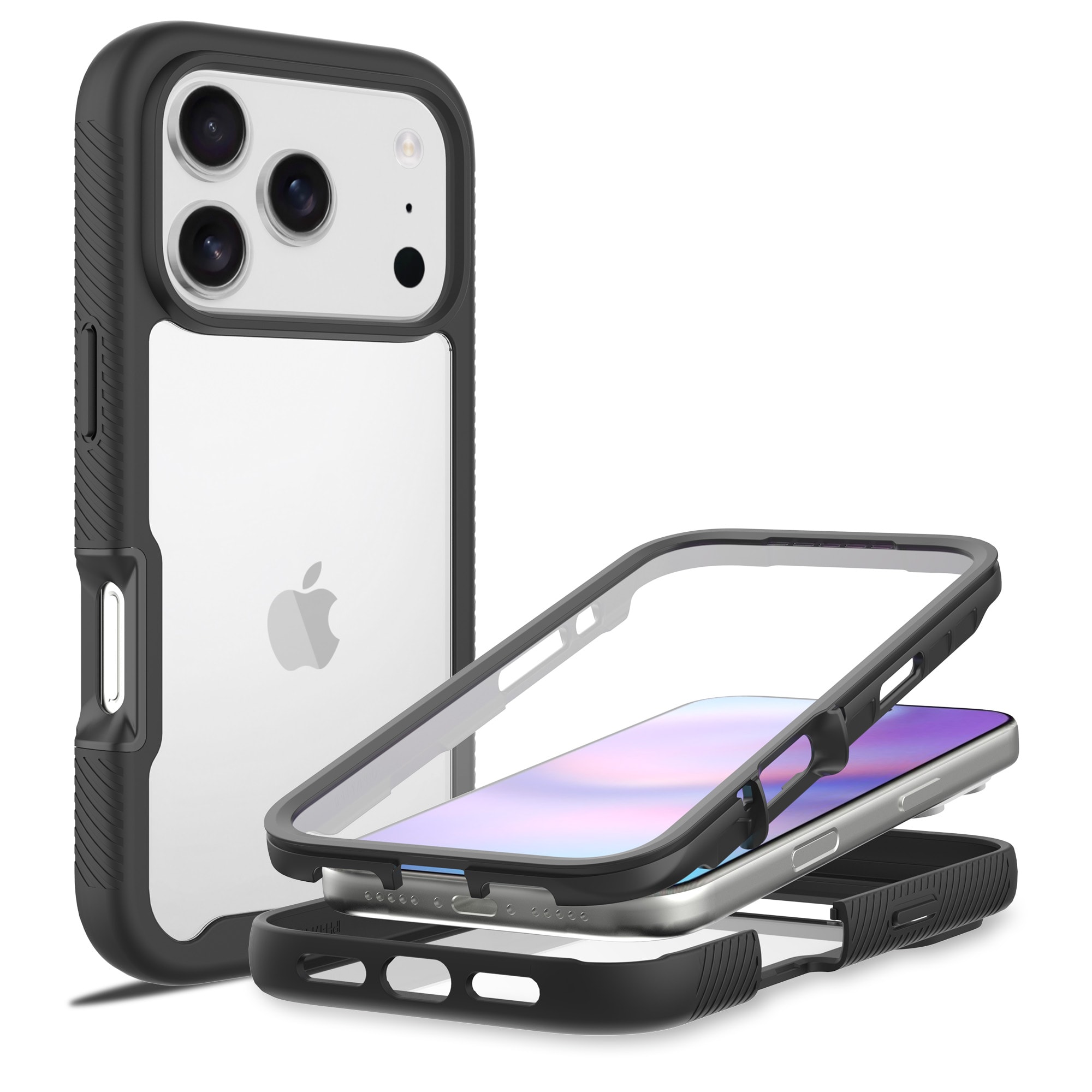 iPhone 17 Pro Max Mobilskal Full Protection, Svart/transparent