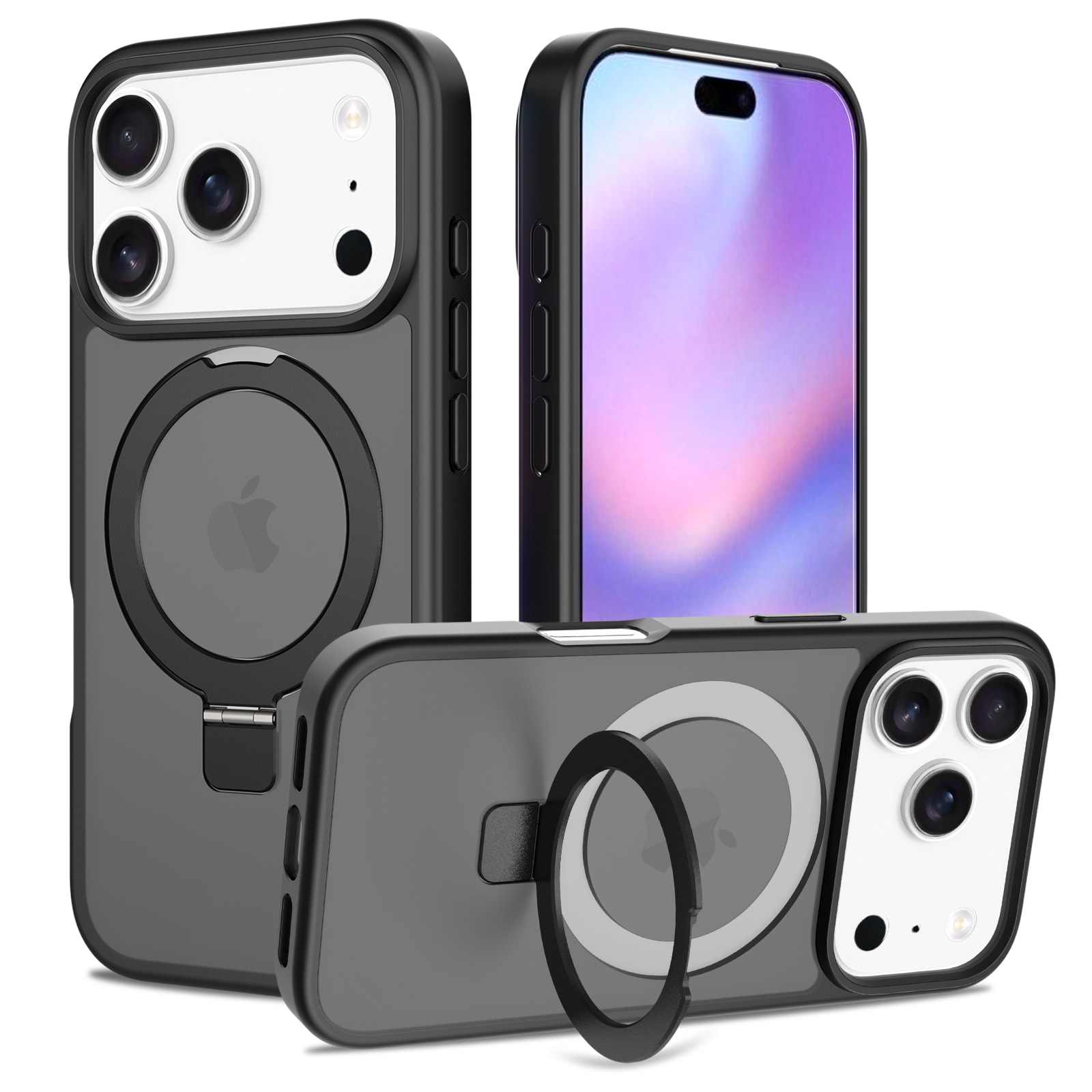 iPhone 17 Pro Max Magnetic hybridskal med ställfunktion, Svart