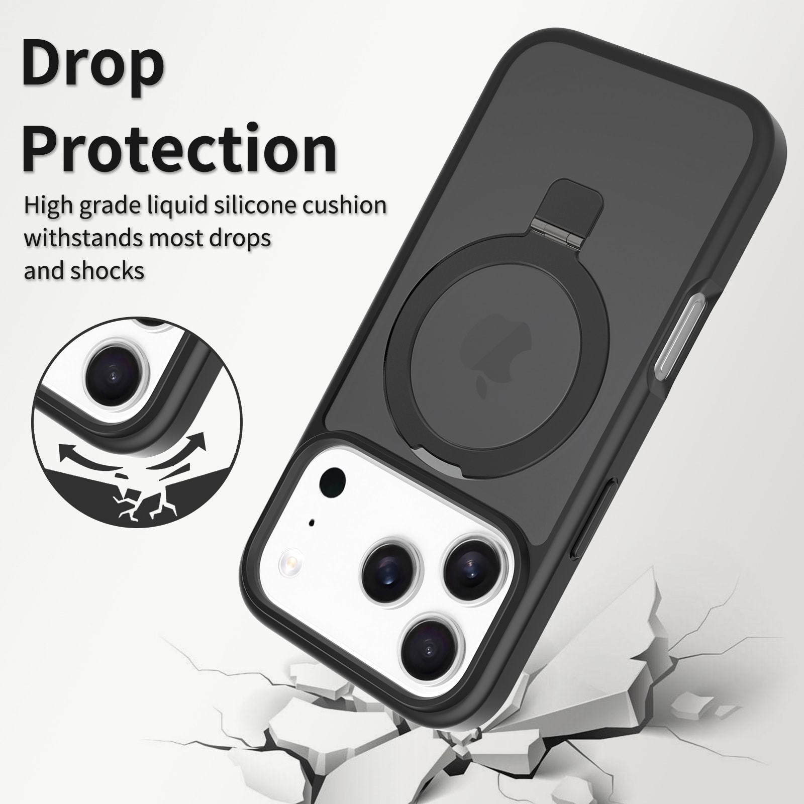 iPhone 17 Pro Max Magnetic hybridskal med ställfunktion, Svart
