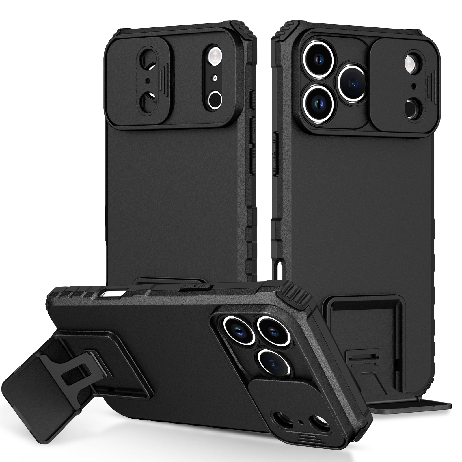 iPhone 17 Pro Skal med Kickstand & Kameraskydd, Svart