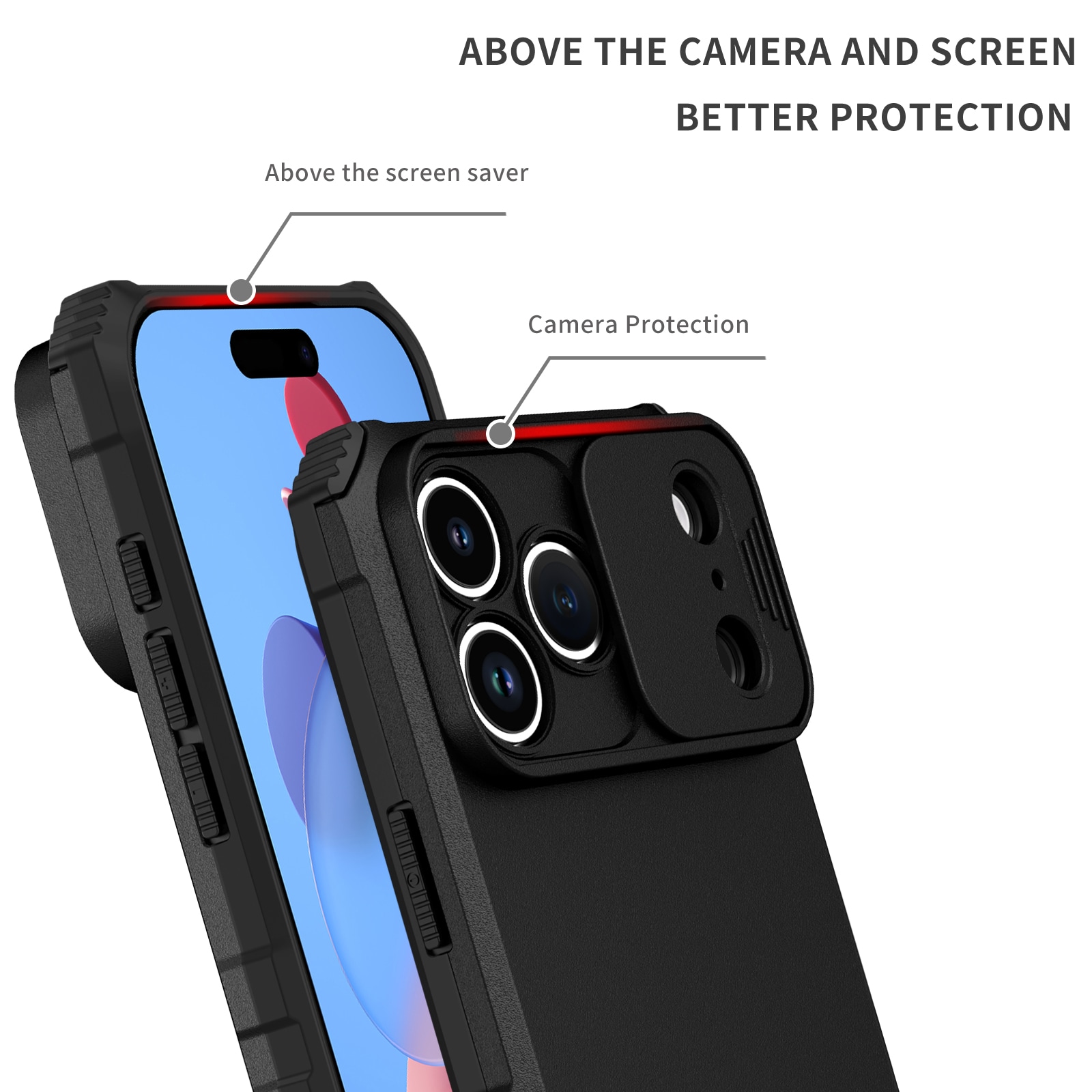 iPhone 17 Pro Skal med Kickstand & Kameraskydd, Svart
