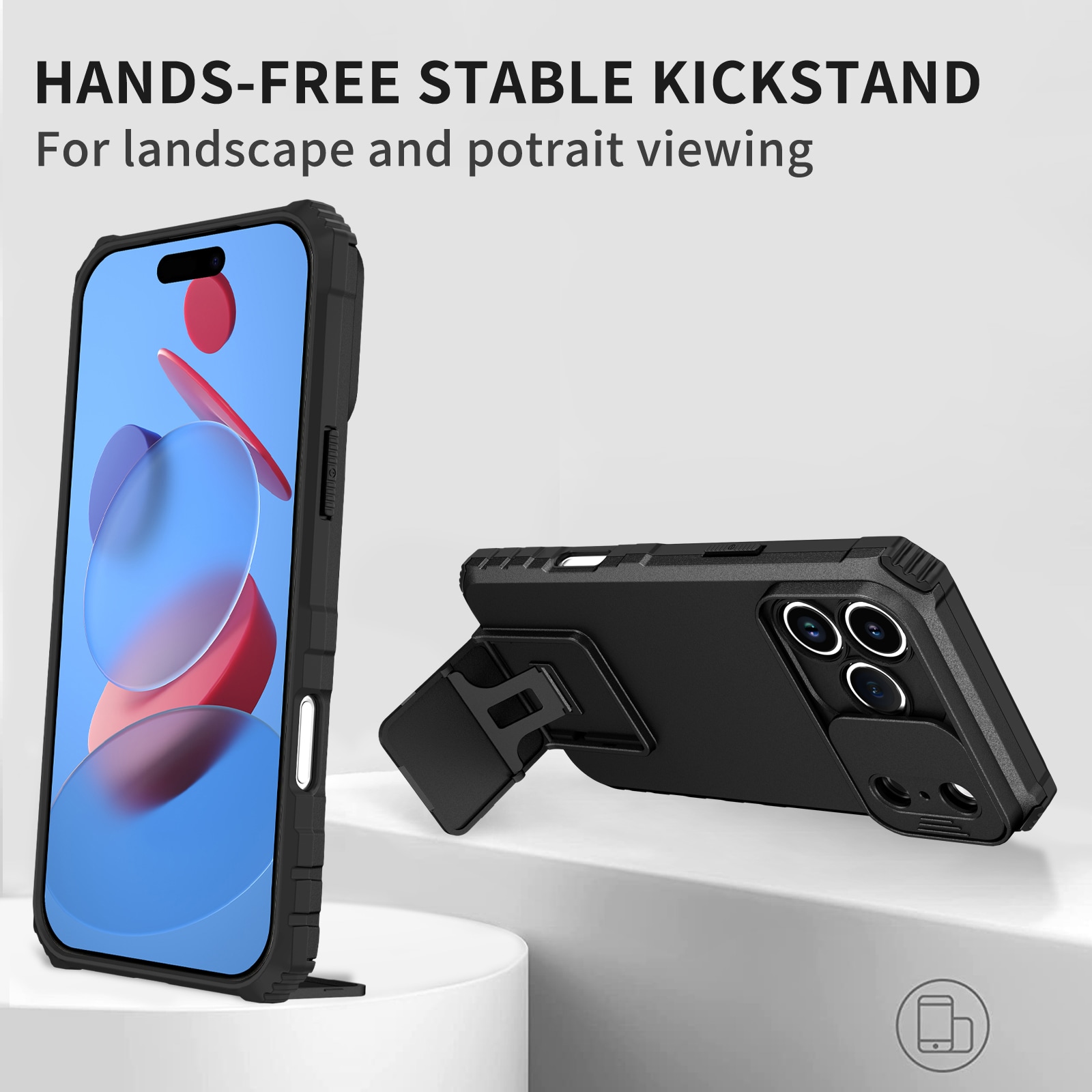 iPhone 17 Pro Skal med Kickstand & Kameraskydd, Svart