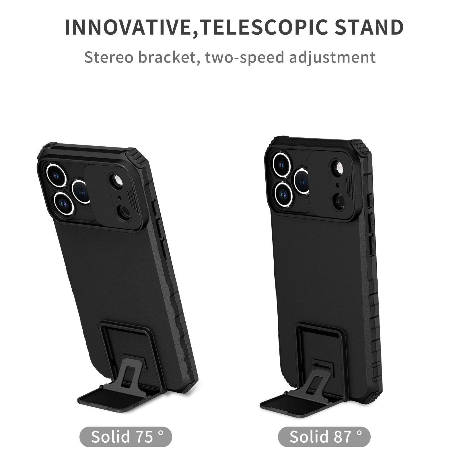 iPhone 17 Pro Skal med Kickstand & Kameraskydd, Svart