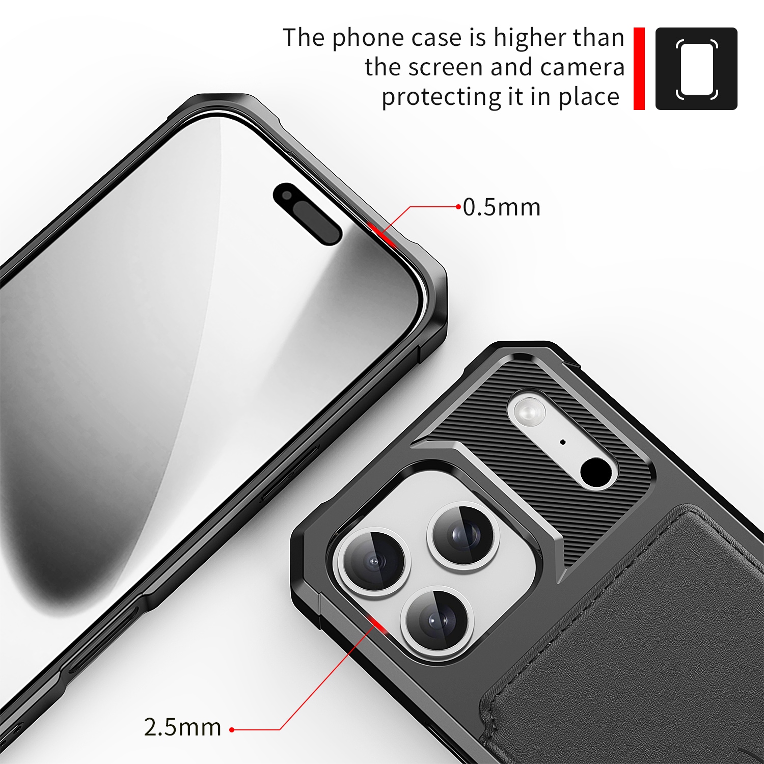 iPhone 17 Pro Stöttåligt Mobilskal med Plånbok, Svart