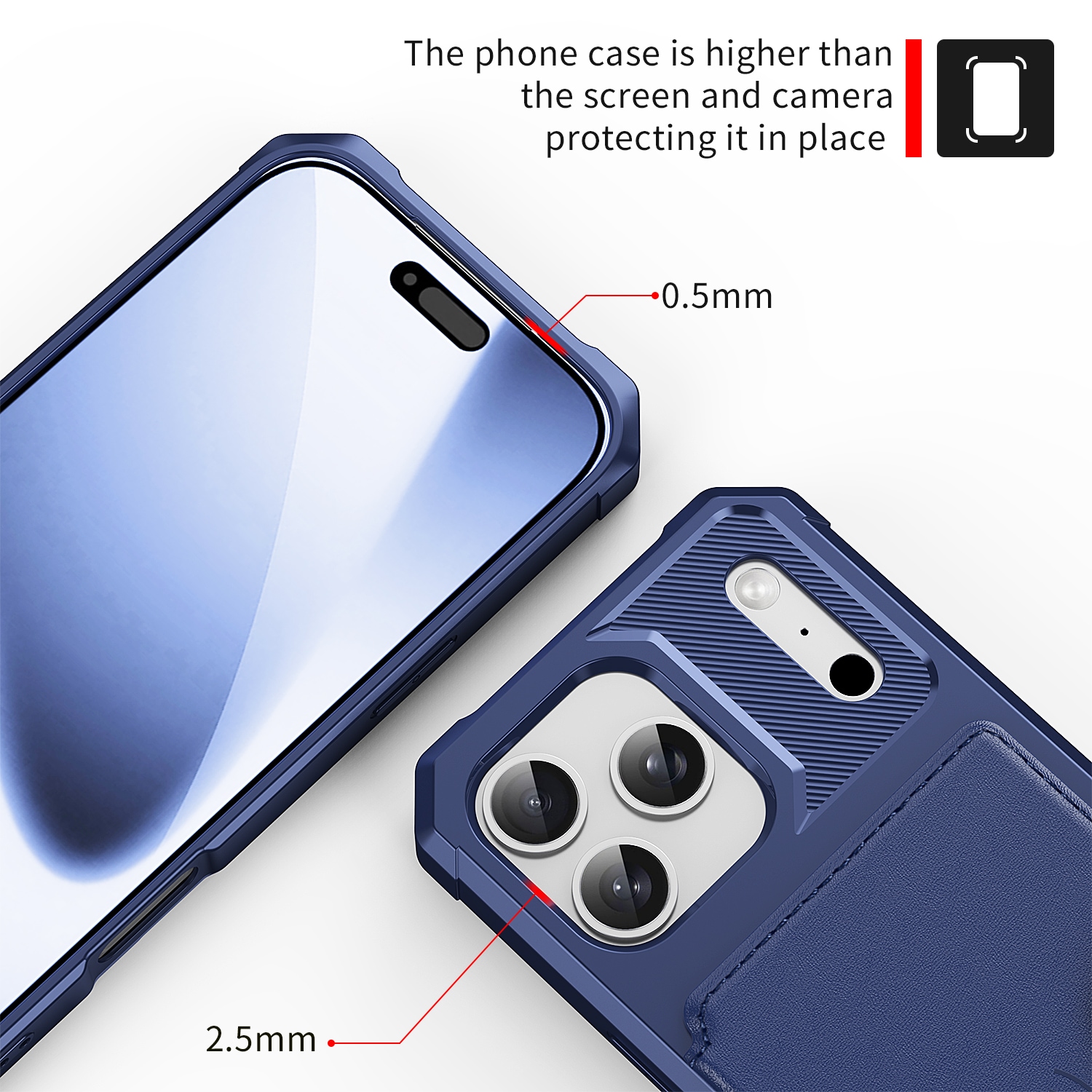 iPhone 17 Pro Stöttåligt Mobilskal med Plånbok, Blå
