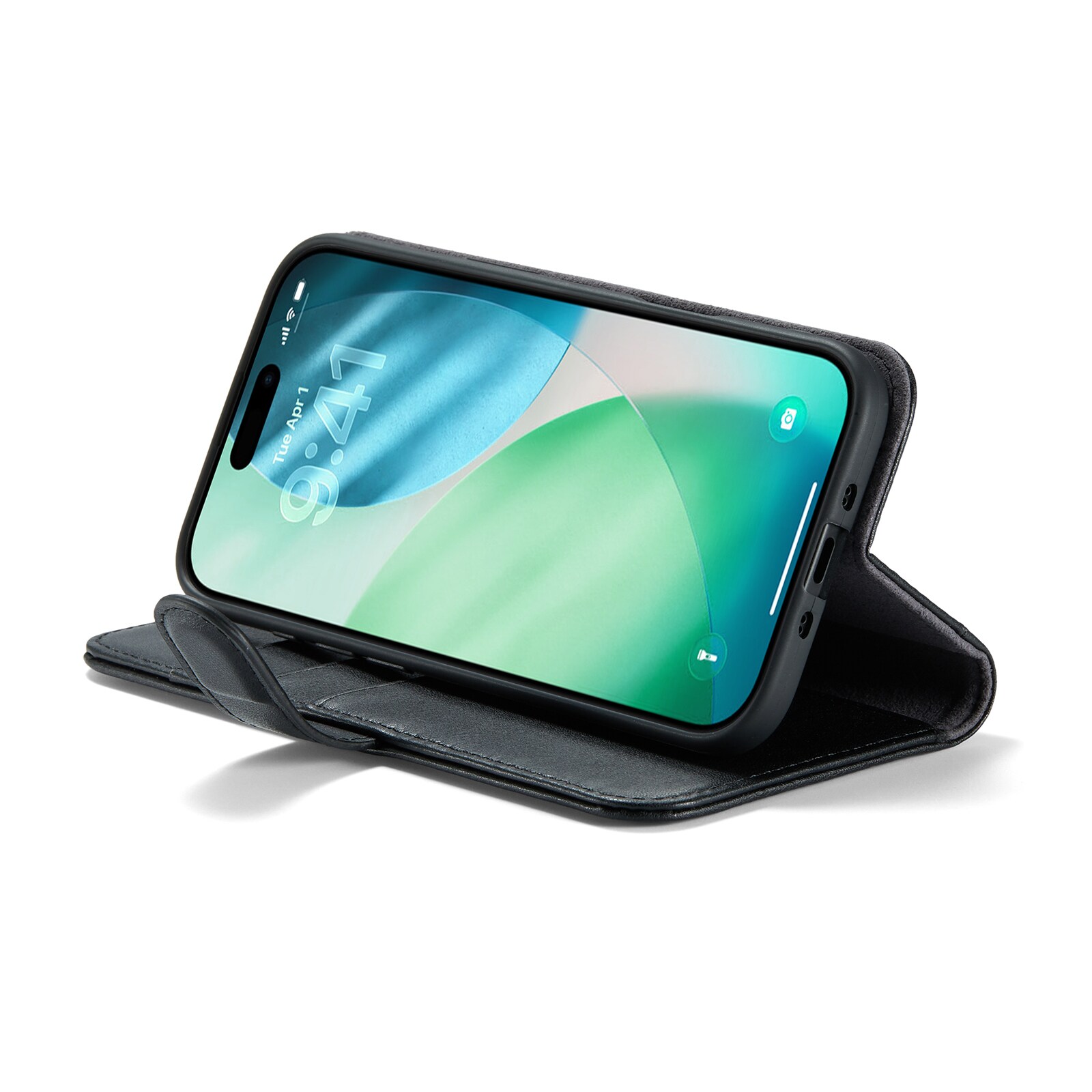 iPhone 17 Air Plånboksfodral i Äkta Läder, Svart