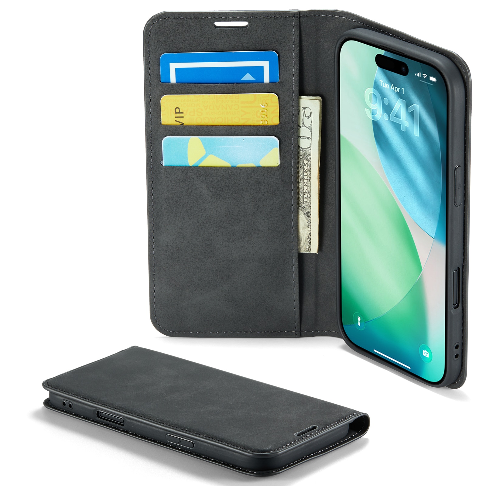 iPhone Air Slimmat fodral med kortfack, Svart