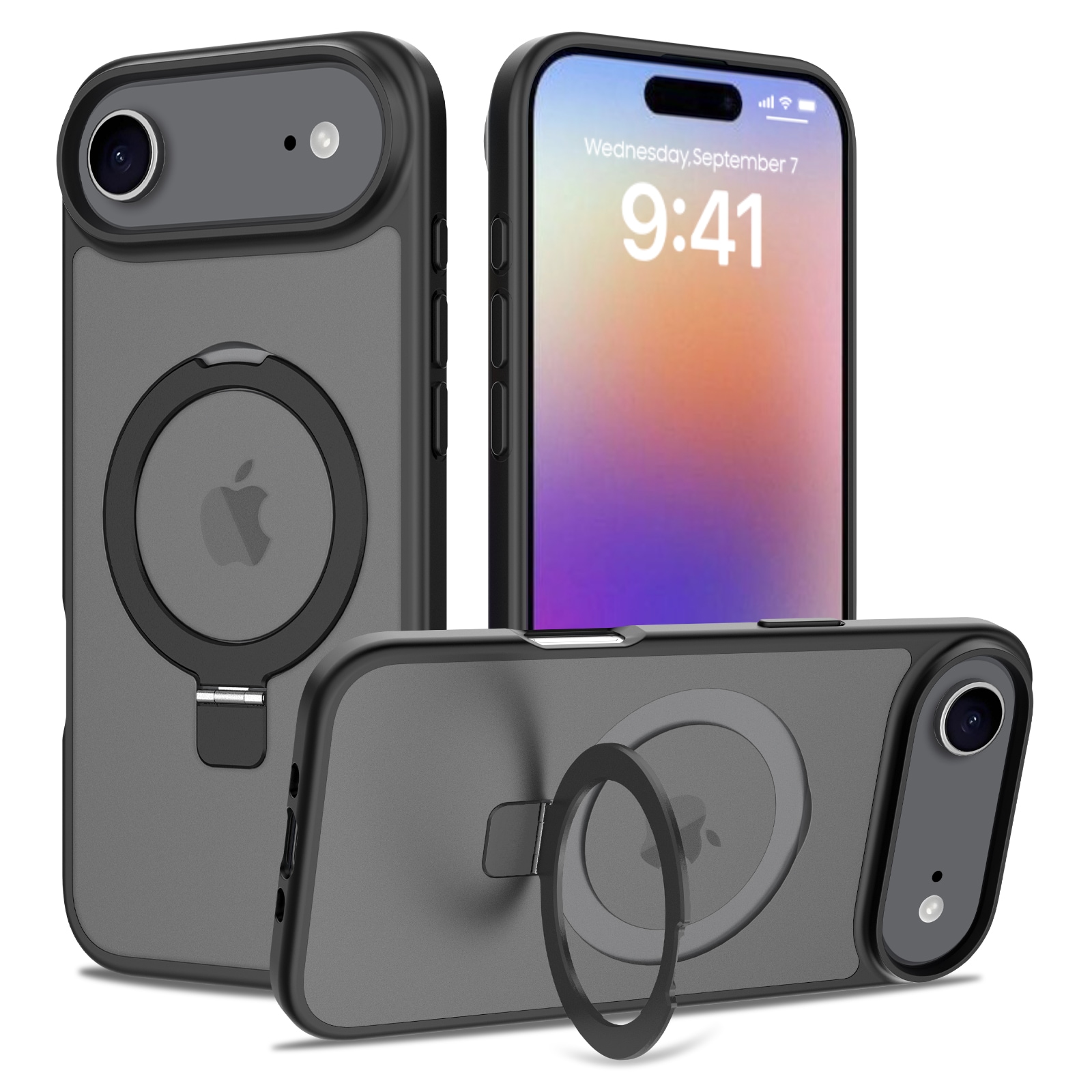 iPhone 17 Air Magnetic hybridskal med ställfunktion, Svart