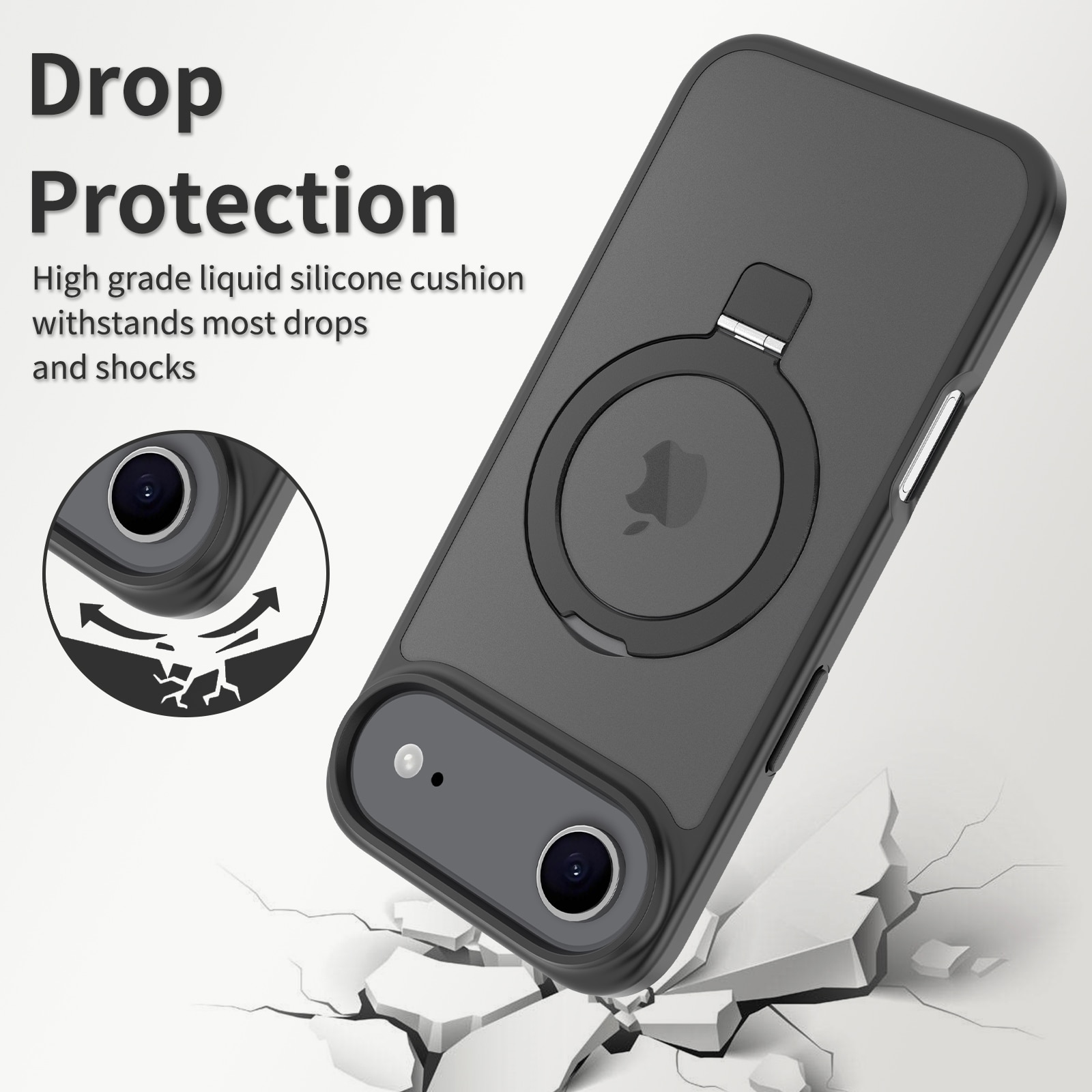 iPhone 17 Air Magnetic hybridskal med ställfunktion, Svart