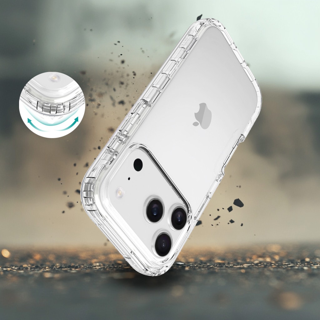 iPhone 17 Pro Max Stöttåligt mobilskal med skyddsram, Genomskinlig