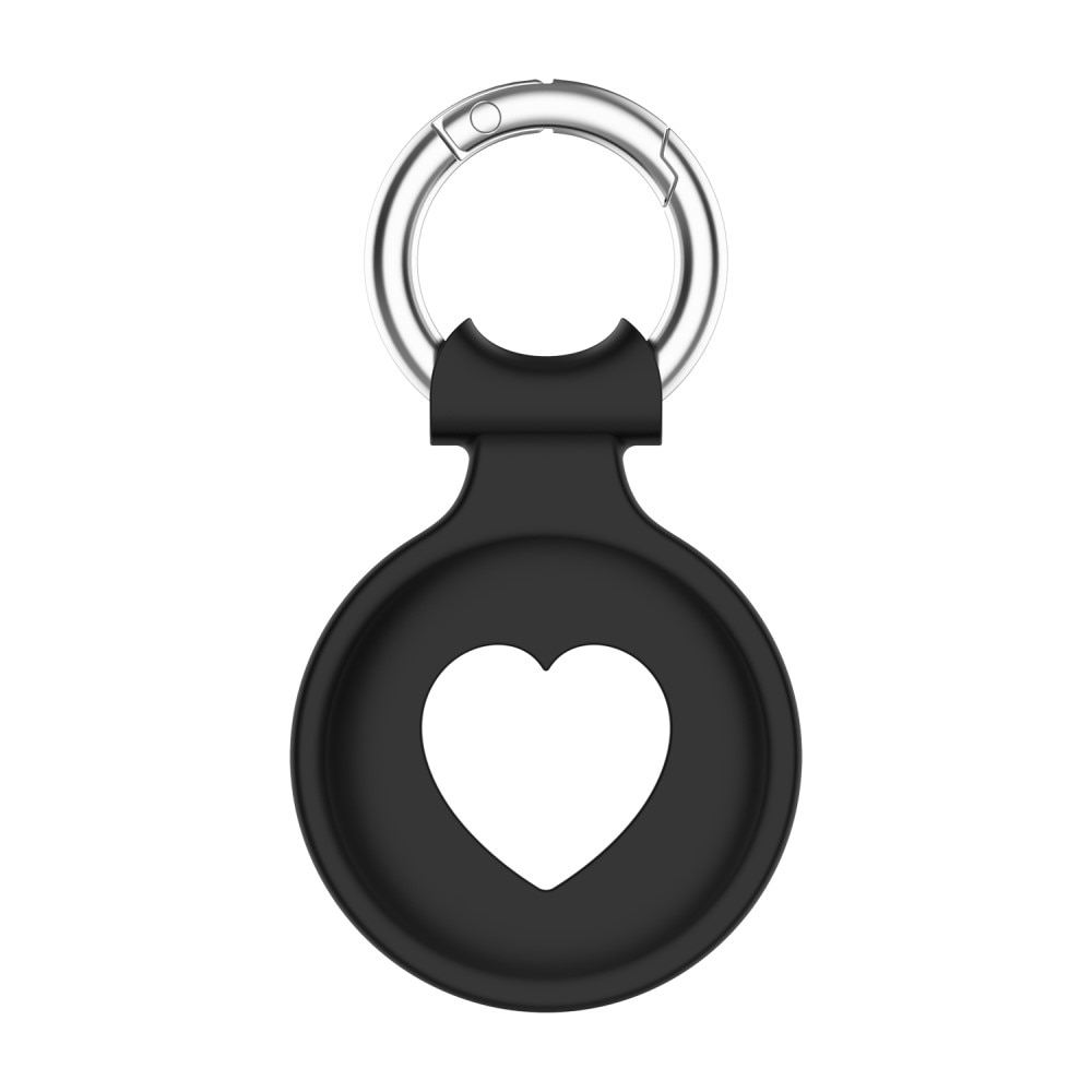 Apple AirTag Nyckelring med silikonskal hjärta, svart
