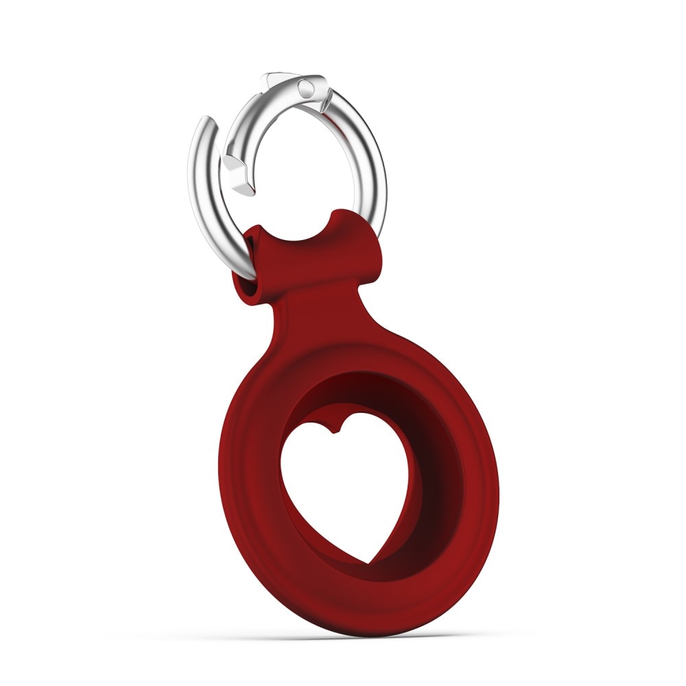 Apple AirTag Nyckelring med silikonskal hjärta, röd