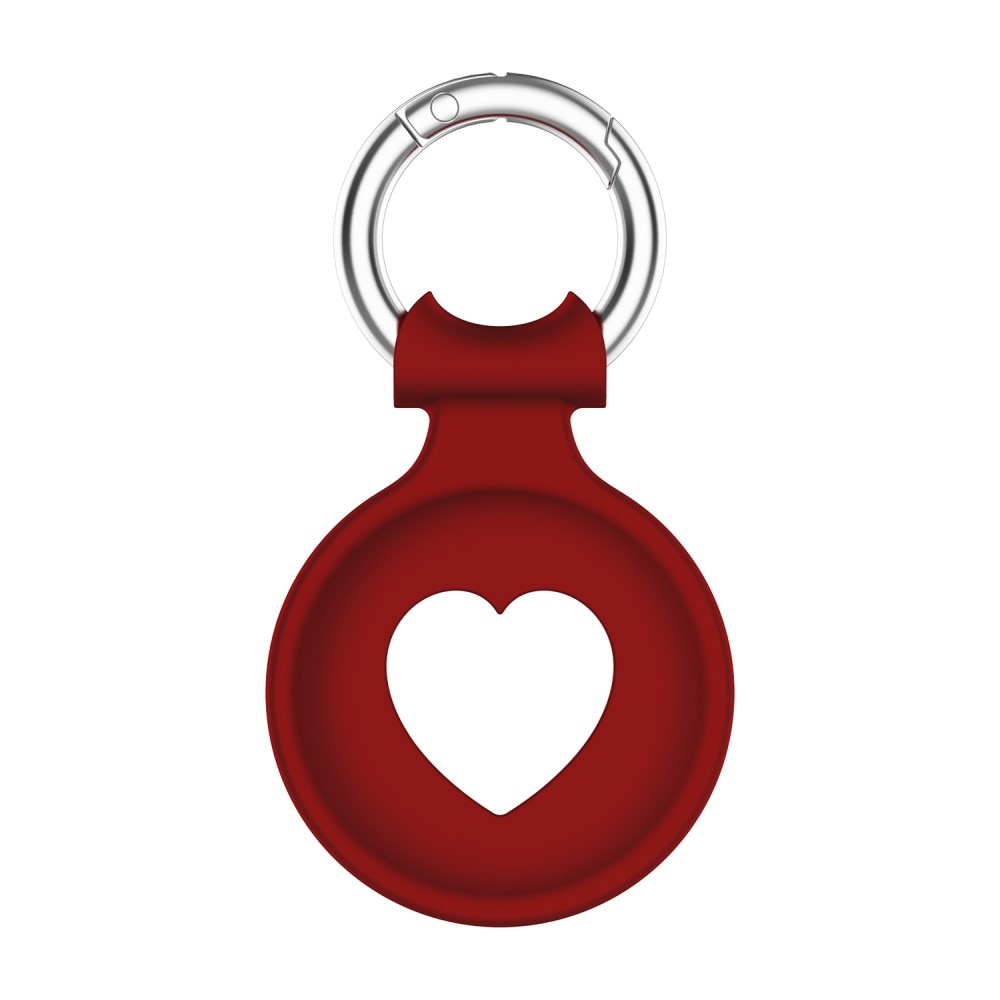 Apple AirTag Nyckelring med silikonskal hjärta, röd