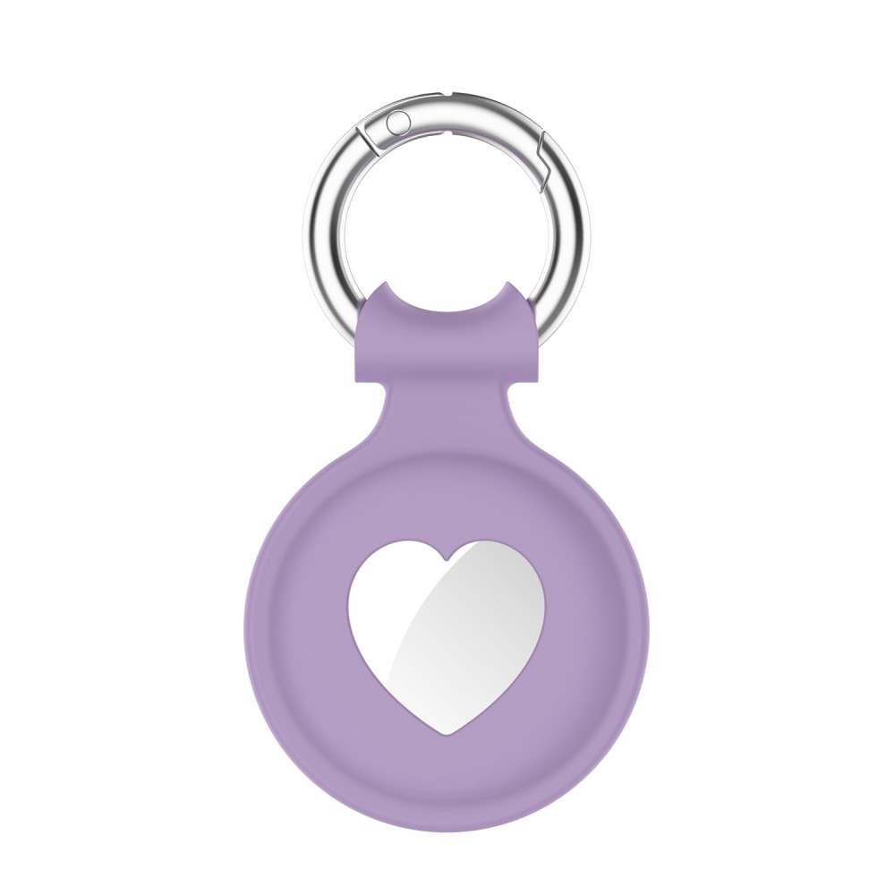 Apple AirTag Nyckelring med silikonskal hjärta, lila