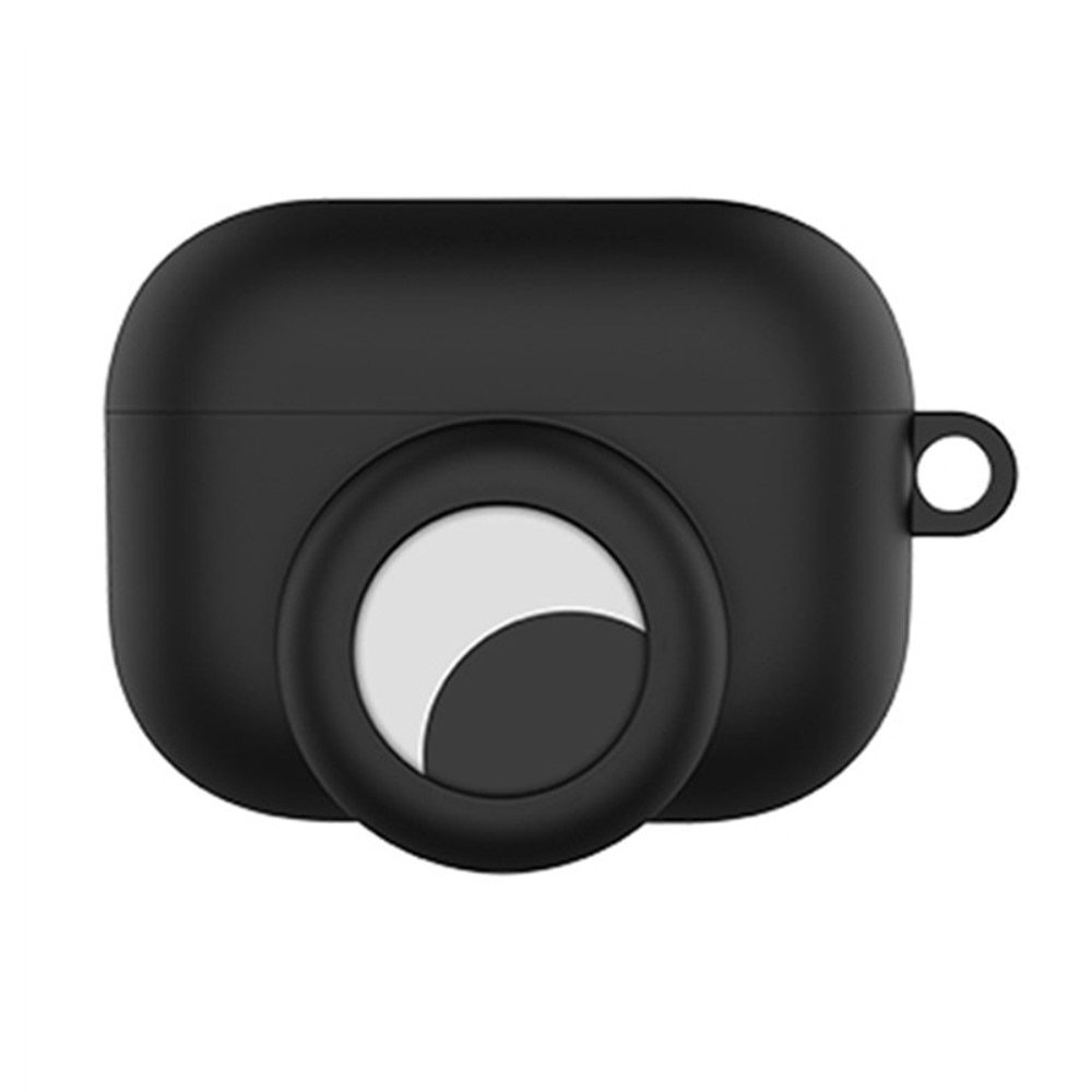 Apple AirPods Pro Silikonskal med AirTag-hållare + karbinhake, svart