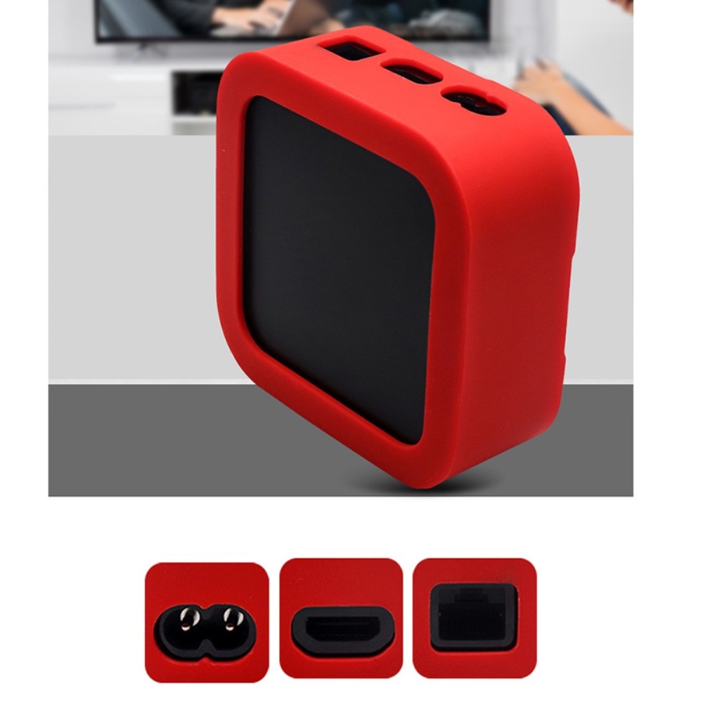 Apple TV 4K 2021 Gen 2 Box + Fjärrkontroll Stöttåligt silikonskal med fäste, svart