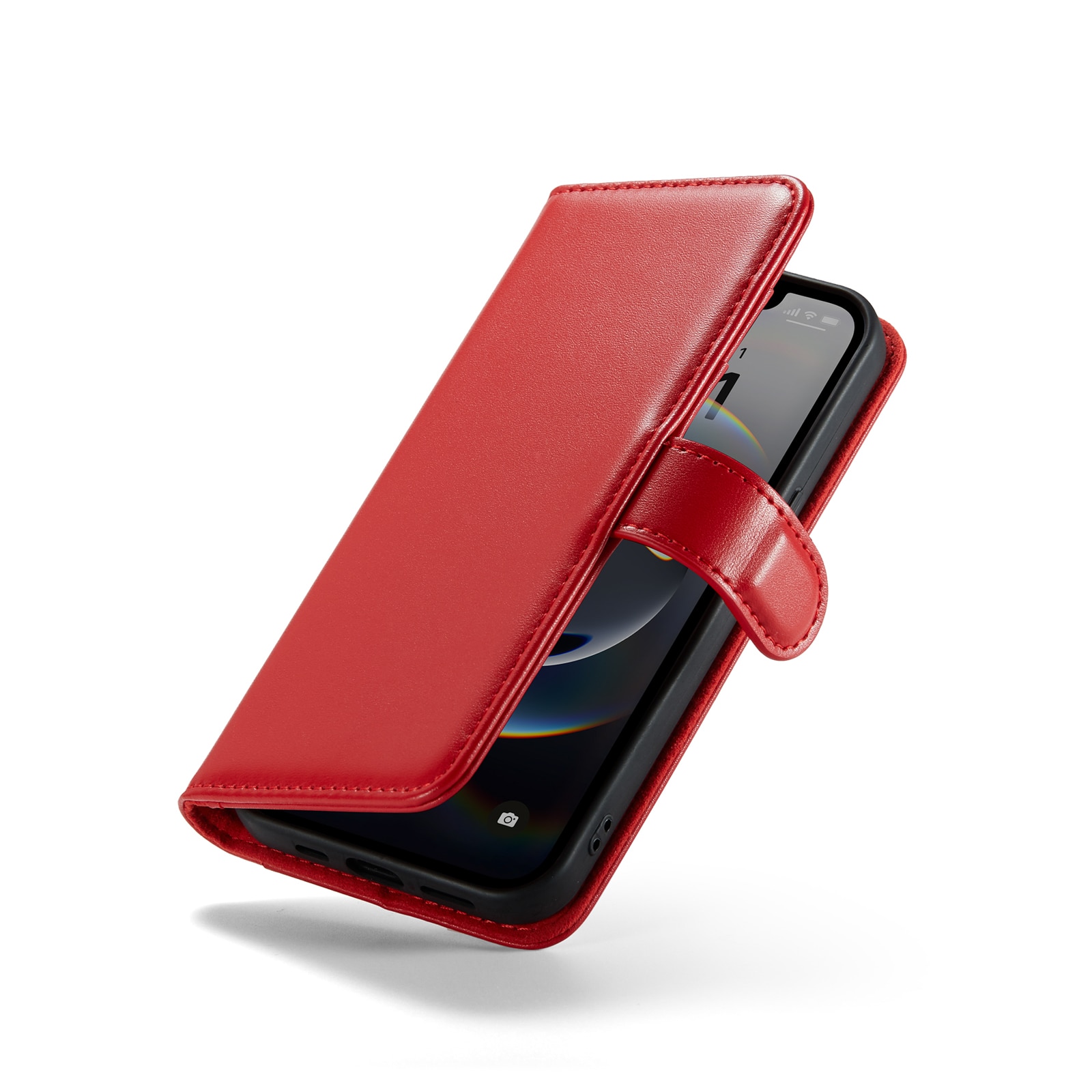 iPhone 16e Plånboksfodral i Äkta Läder, Röd