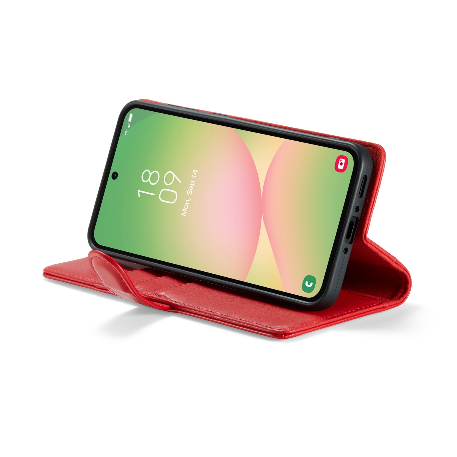 Samsung Galaxy A56 Plånboksfodral i Äkta Läder, Röd