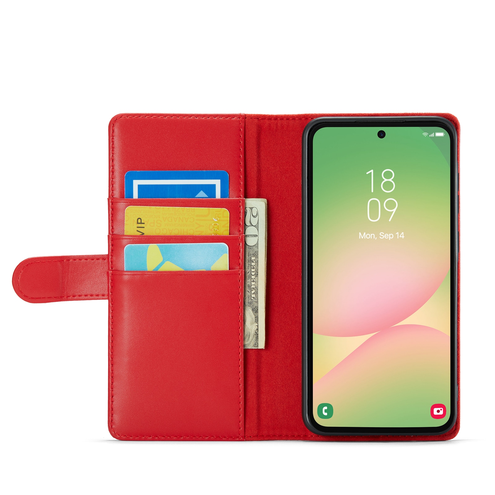 Samsung Galaxy A56 Plånboksfodral i Äkta Läder, Röd