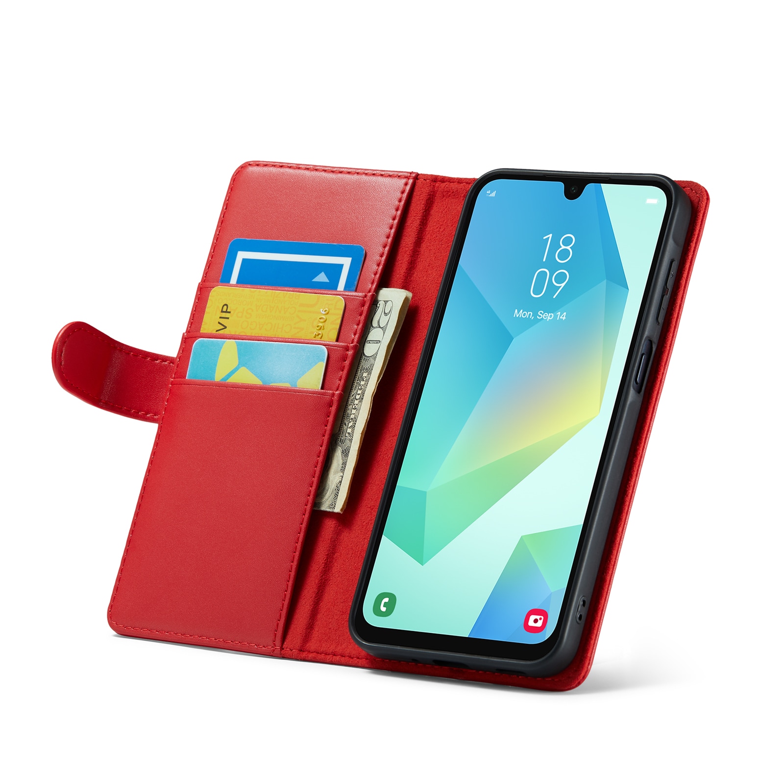 Samsung Galaxy A16 Plånboksfodral i Äkta Läder, Röd