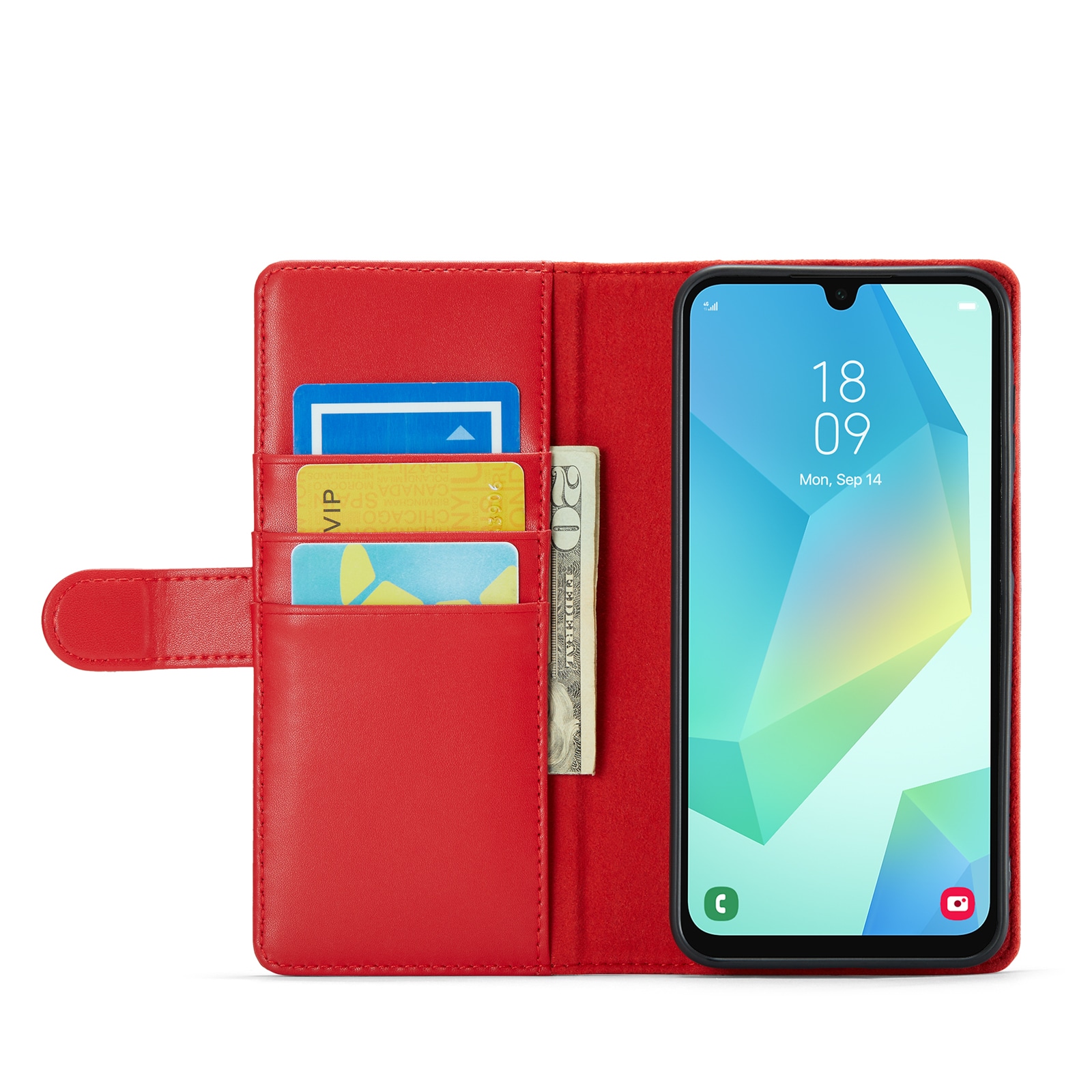 Samsung Galaxy A16 Plånboksfodral i Äkta Läder, Röd
