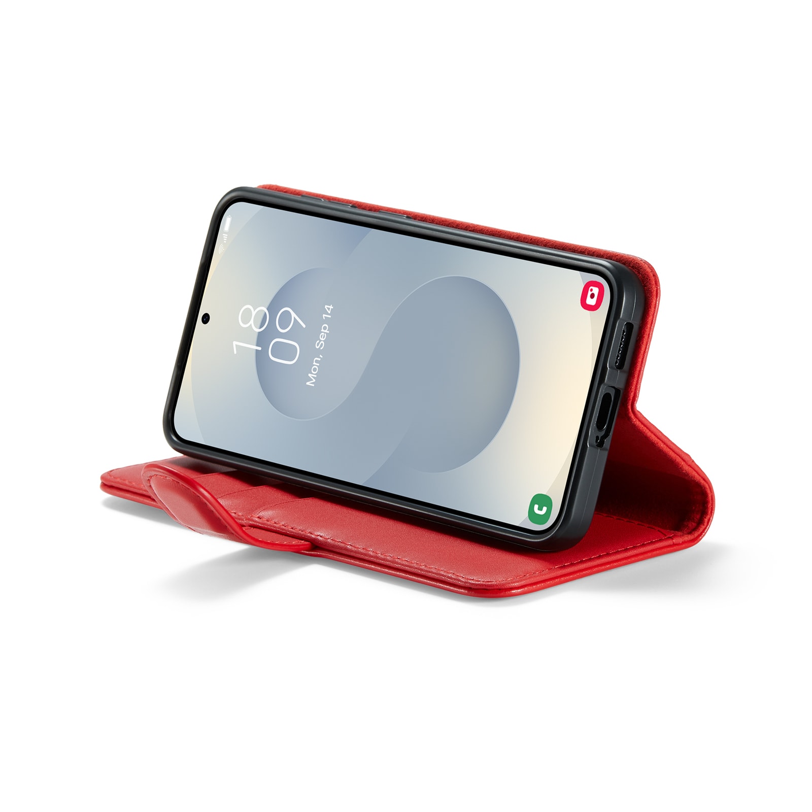 Samsung Galaxy S25 Plånboksfodral i Äkta Läder, Röd